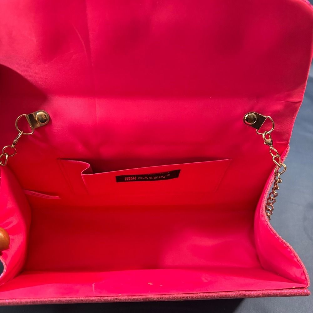 Dasein Hot Pink Glitter Evening Clutch Crossbody Bag Formal Prom Wedding Handbag - Picture 8 of 8